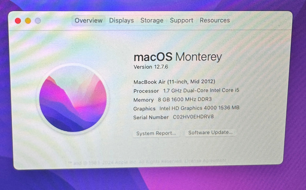 Apple MacBook Air 11-inch Mid 2012 1.7GHz Intel Core i5 (MD223LL/A