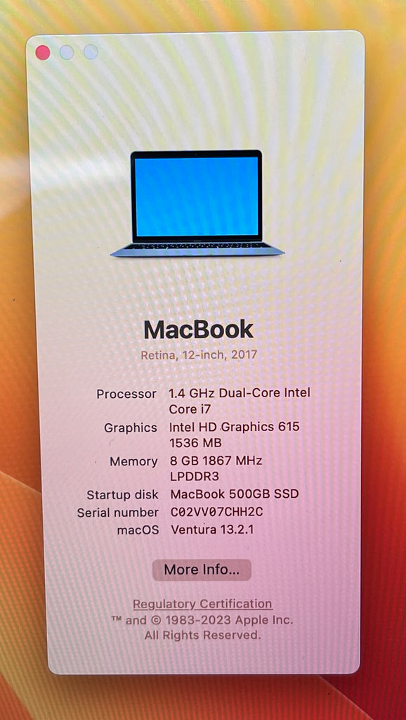 Apple MacBook Retina 12-inch December 2017 1.4GHz Dual-Core Intel