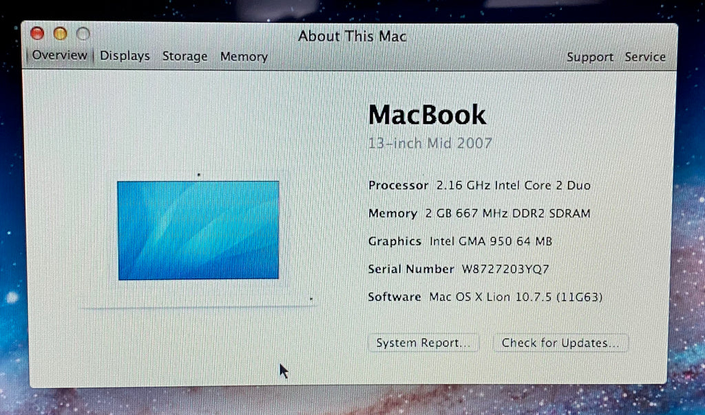Apple MacBook 13-inch July 2007 2.16GHz Intel Core 2 Duo (MB062LL