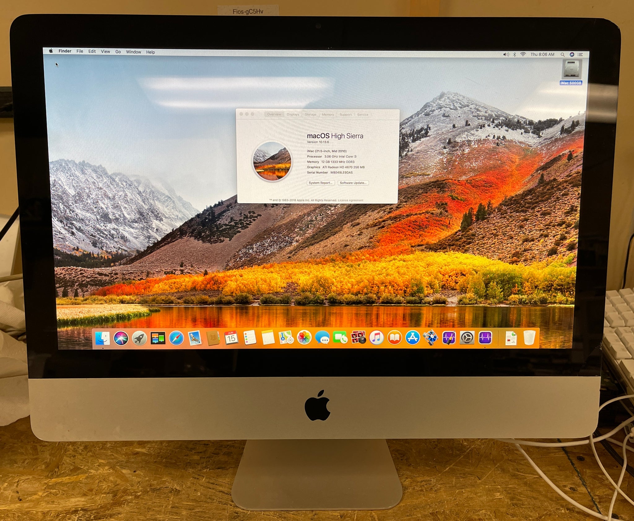 iMac Mid2011 21.5インチ A1311 CPU Core i5 2.5GHz メモリ 8GB 1TB ...