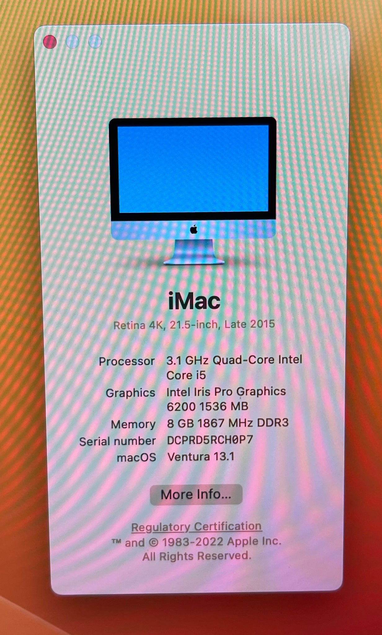 Apple iMac 21.5-inch Retina 4K Late 2015 3.1GHz Quad-Core Intel