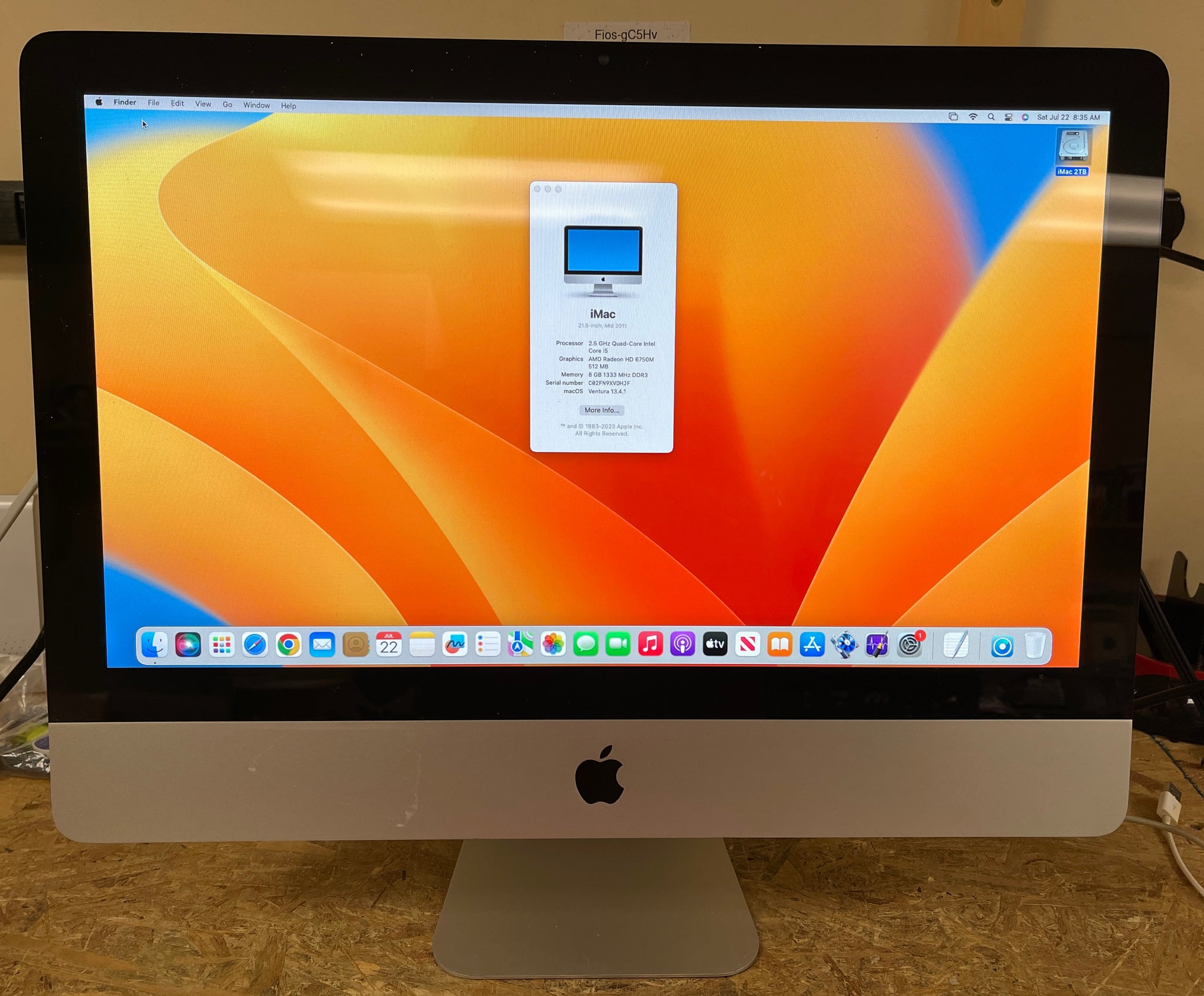 Apple iMac 21.5-inch Mid 2011 2.5GHz Intel Core i5 (MC309LL/A 