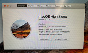 Apple MacBook 13-inch Late 2009 2.26GHz Intel Core 2 Duo (MC207LL/A)
