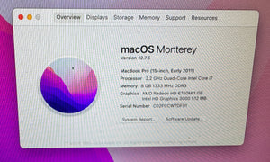 Apple MacBook Pro 15-inch March 2011 2.2GHz Quad-Core Intel Core i7 (MC723LL/A)