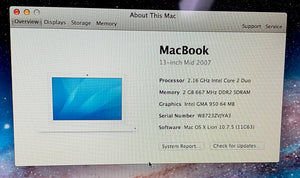 Apple MacBook 13-inch June 2007 2.16GHz Intel Core 2 Duo (MB062LL/A)