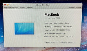 Apple MacBook 13-inch November 2007 2GHz Intel Core 2 Duo (MB061LL/B)