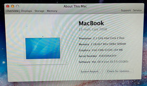 Apple MacBook 13-inch December 2008 2.1GHz Intel Core 2 Duo (MB402LL/A)