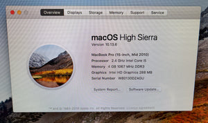 Apple MacBook Pro 15-inch March 2010 2.4GHz Intel Core 2 Duo (MC371LL/A)