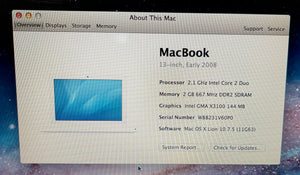 Apple MacBook 13-inch June 2008 2.1GHz Intel Core 2 Duo (MB402LL/A)