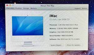 Apple iMac 17-inch August 2006 CD 1.83GHz Intel Core 2 Duo (MA710LL)